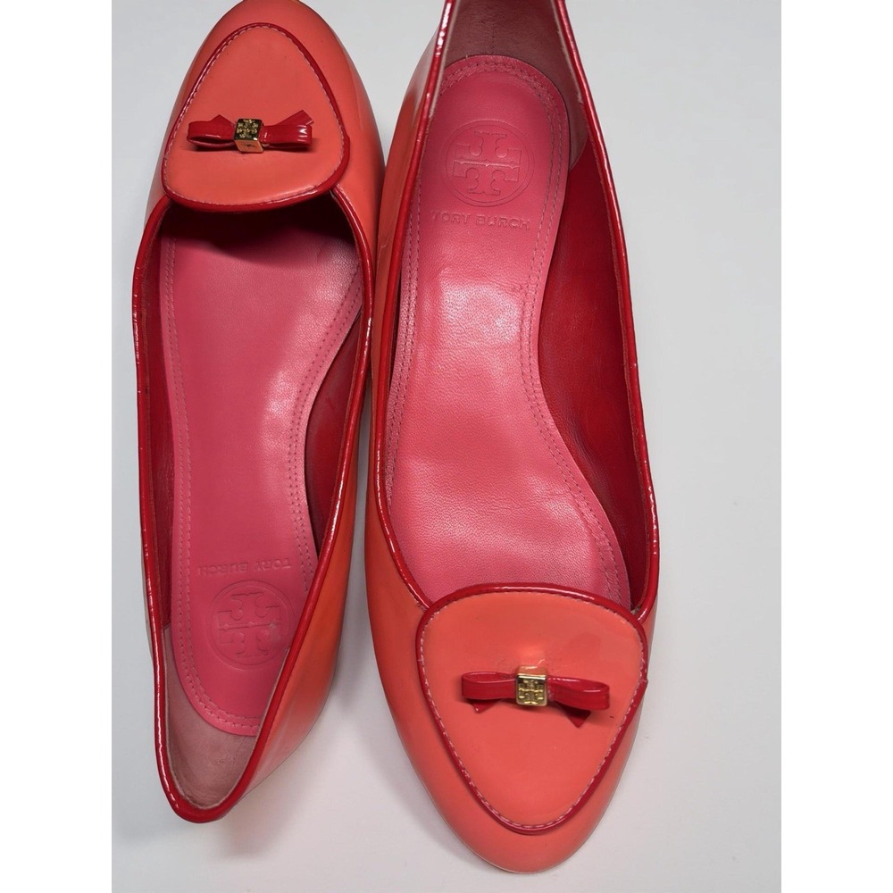 TORY BURCH Dakota LOAFER Rose Pink Lobster Red Ballet PATENT LEATHER Sz 6.5 - Picture 7 of 9